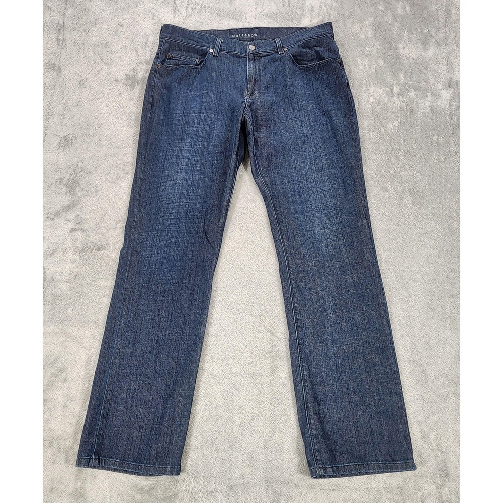 Mott & Bow Mosco Straight Jeans Mens 36x34 Medium Wash Blue Stretch Denim Pants